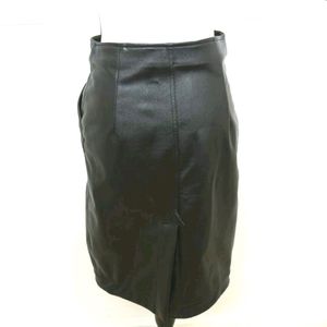 KIX Black Faux Leather Zipper Front Skirt